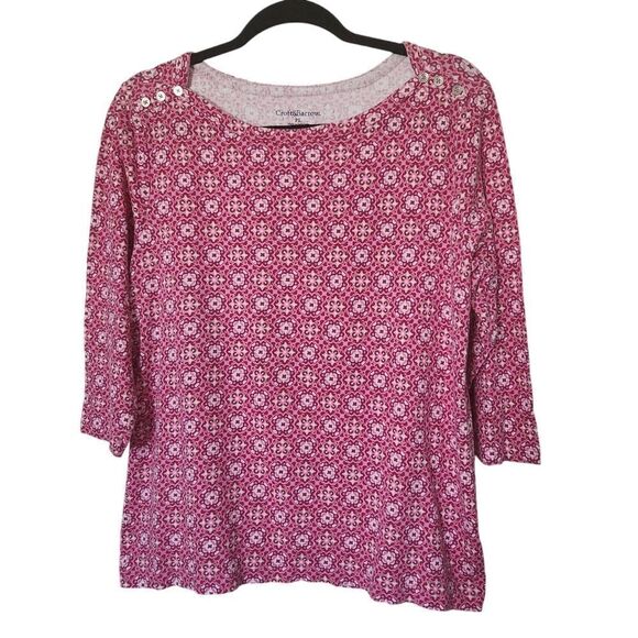 Croft And Barrow Womens Petite Patterned 3/4 Sleeve Blouse Size PL - Picture 1 of 6